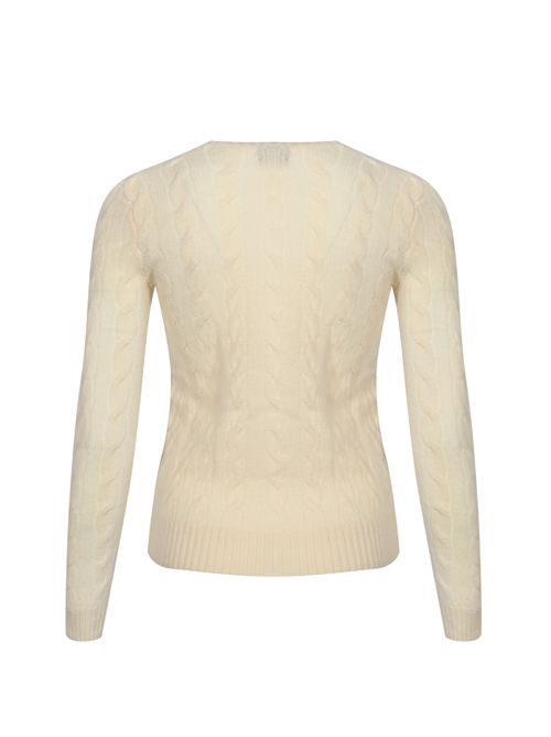 Maglia a trecce in lana e cashmere White POLO RALPH LAUREN | 211971865001